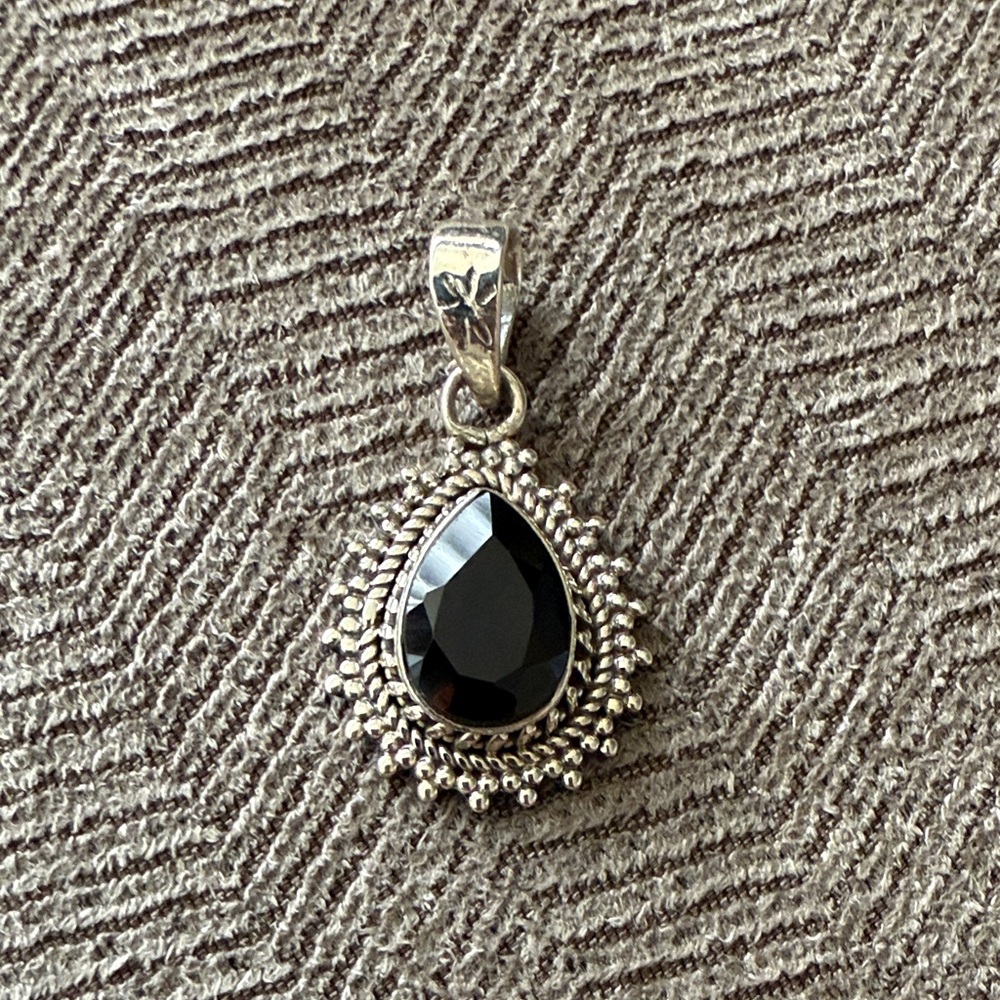 Sterling Silver Smokey Quartz Teardrop Pendant - NEW!